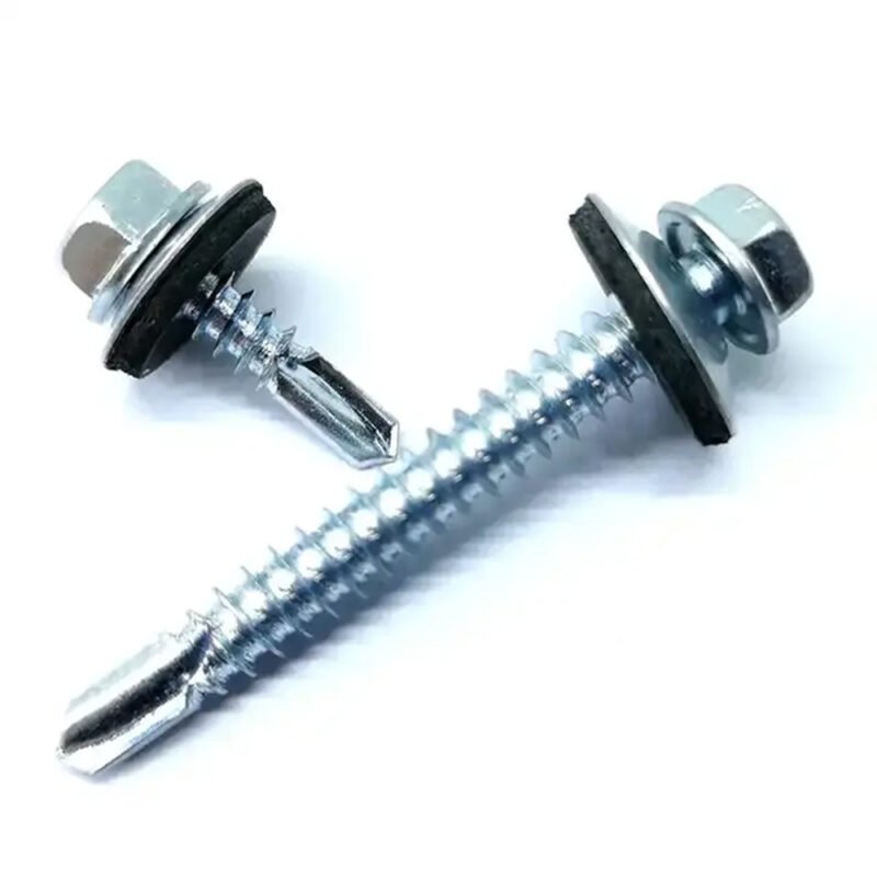 DIN7504 stainless steel self-drilling screw with hex washer head and EPDM bonded washer
