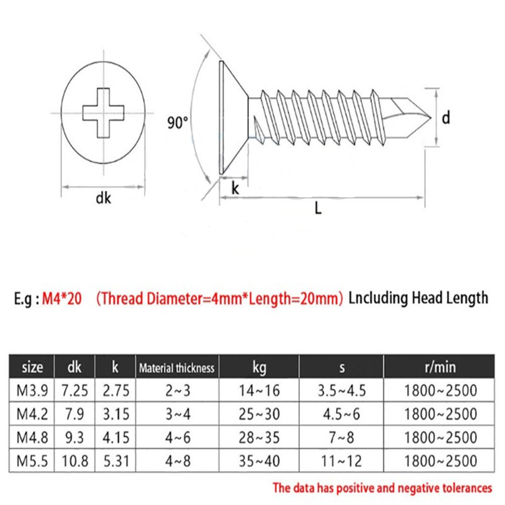 Phillips Countersunk Head Self Drilling Screw