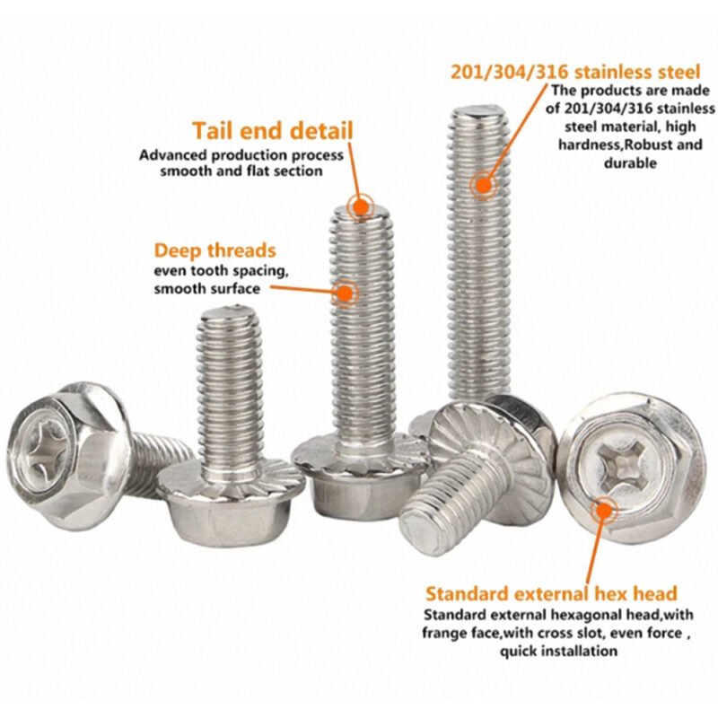 Hex Washer Head Cross recessed Serrated Flange Head Bolts