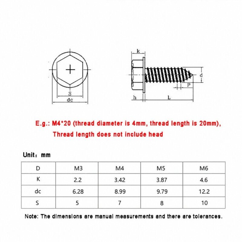 Hexagon Cross Recessed Flange Head Tapping Wood Screw