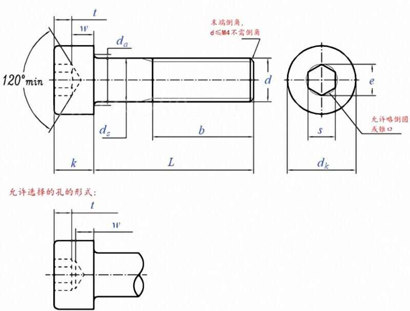 Hexagon Socket Cylindrical Threaded Head Cap Bolt Allen Screw