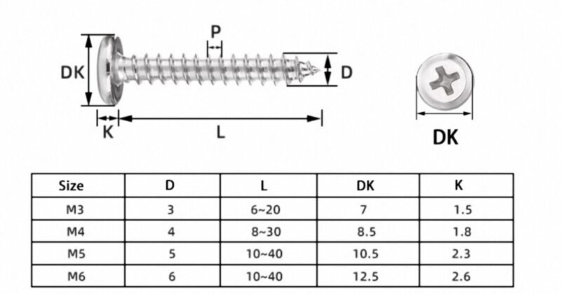 Phillips Inverted Edge Head Wood Furniture Screw