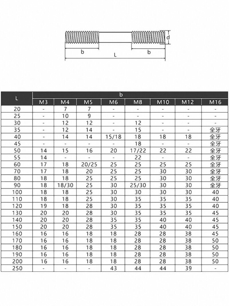 Stainless Steel 304 Double End Thread Rod Stud Screw Bolt
