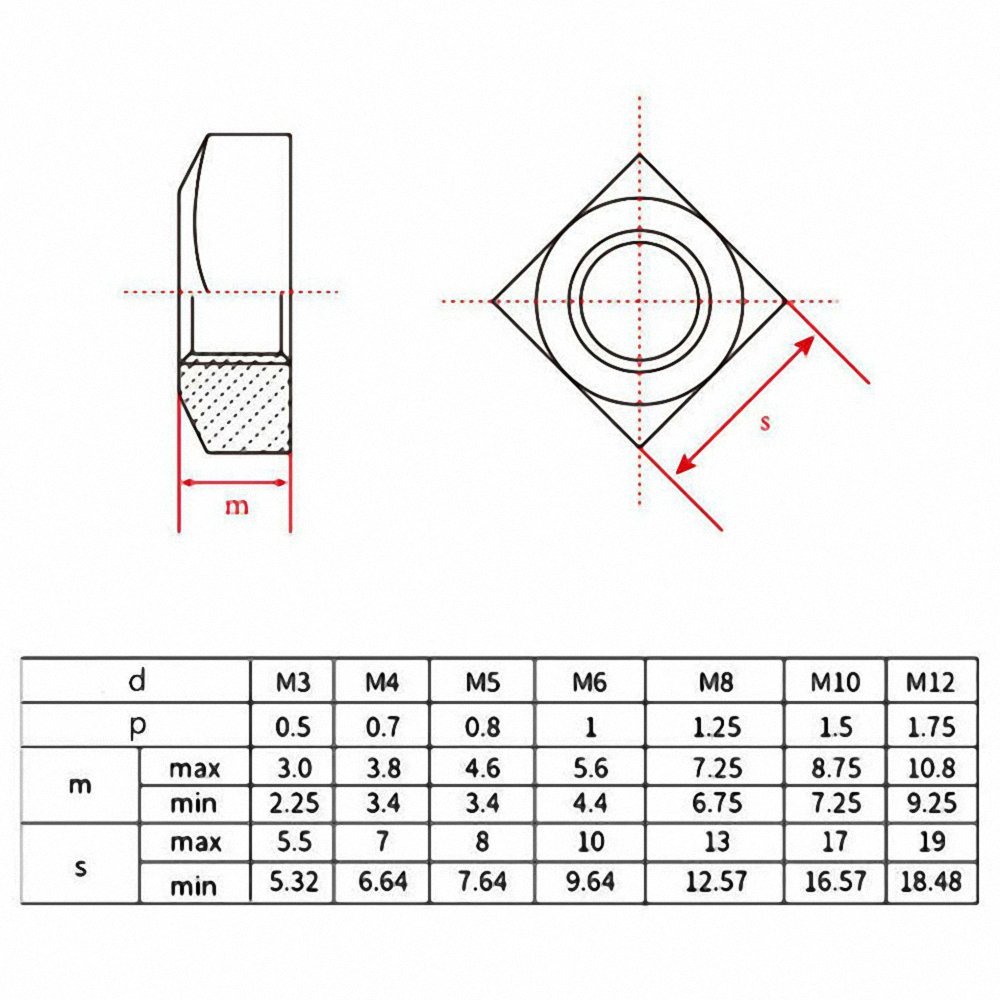 Stainless Steel Square Thin Nut for Bolt