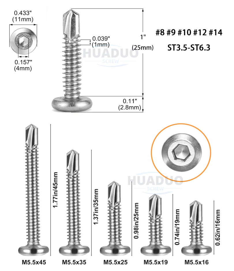 flat-socket-roofing-screw Flat Hex Socket Head Screws for Construction Applications