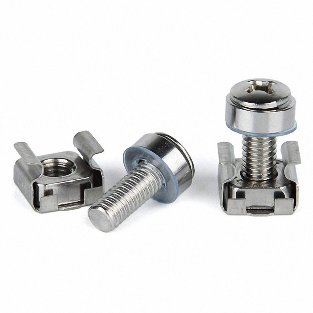 Stainless Steel Cage Nut holding a Zinc Plated Square Nut with Mounting Screw