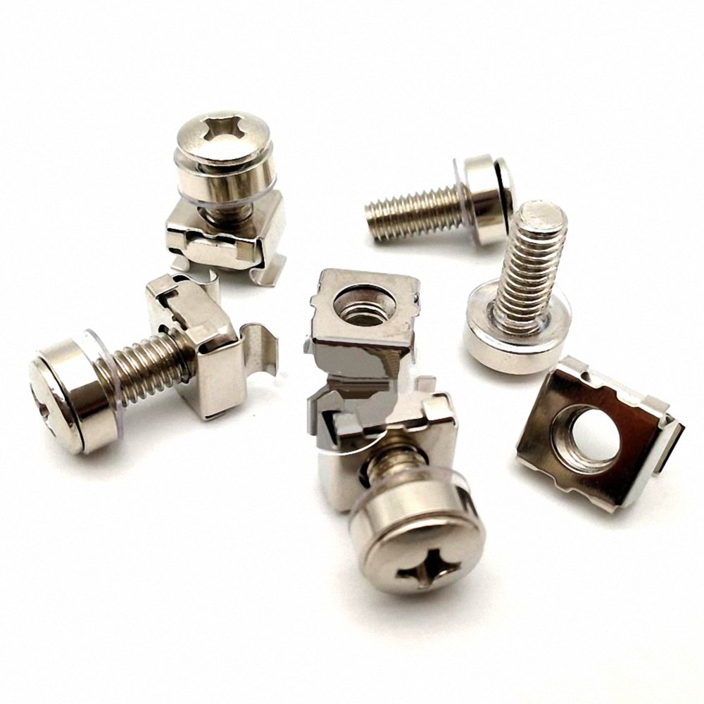 Stainless Steel Cage Nut holding a Zinc Plated Square Nut with Mounting Screw
