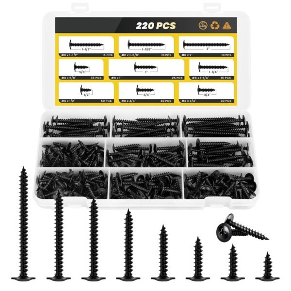 220 pcs Wood Screws Kit