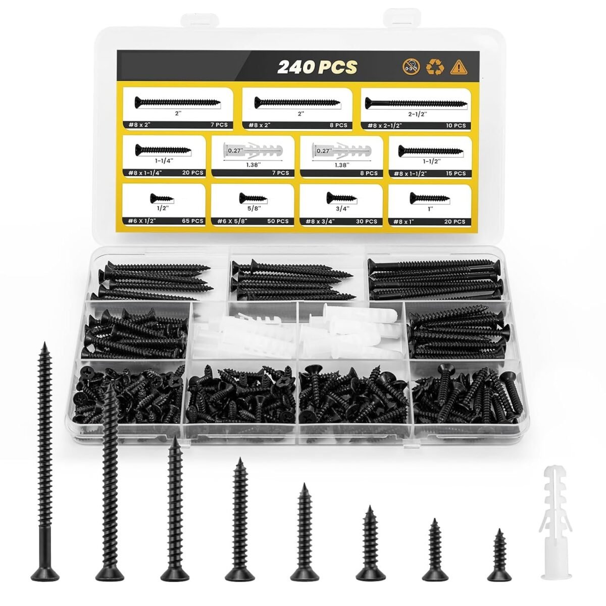 240 pcs Wood Screws Kit