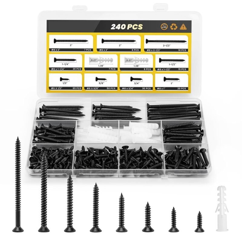 240 pcs Wood Screws Kit