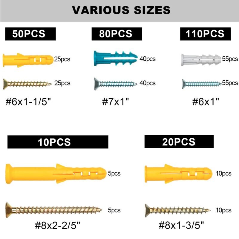 270 pcs Wood Screws Kit