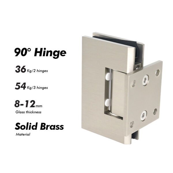 Brushed Nickel 90 Degree Solid Brass Shower Hinge Glass Door Hardwares