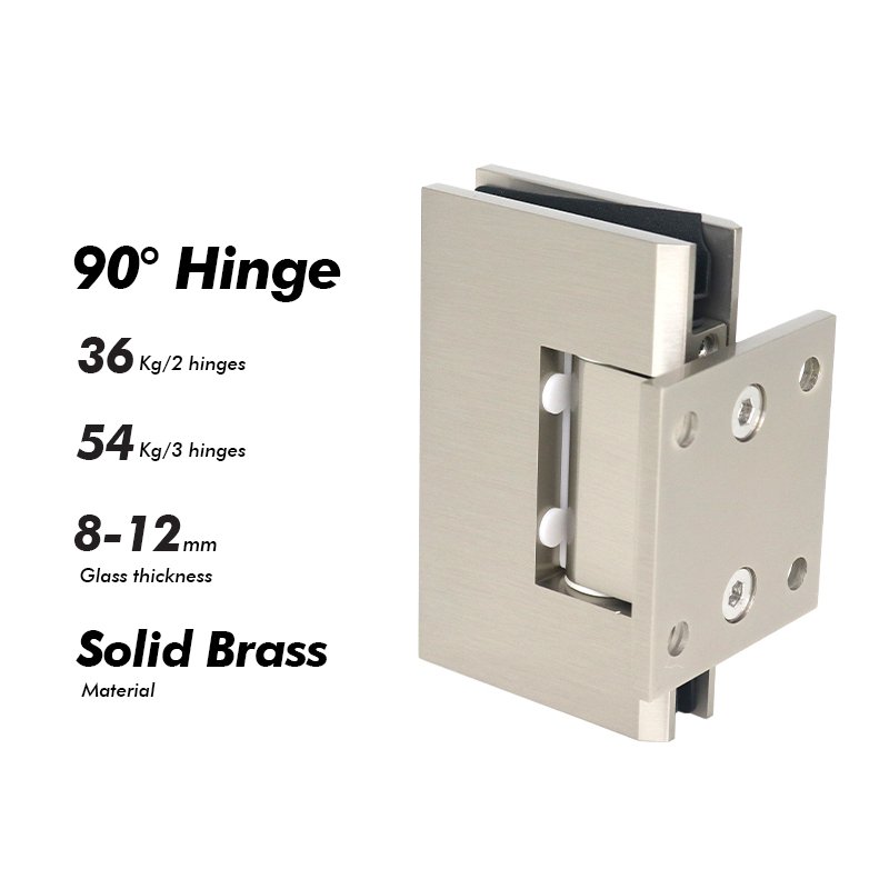 Brushed Nickel 90 Degree Solid Brass Shower Hinge Glass Door Hardwares 2 Brushed Nickel 90 Degree Solid Brass Shower Hinge Glass Door Hardwares