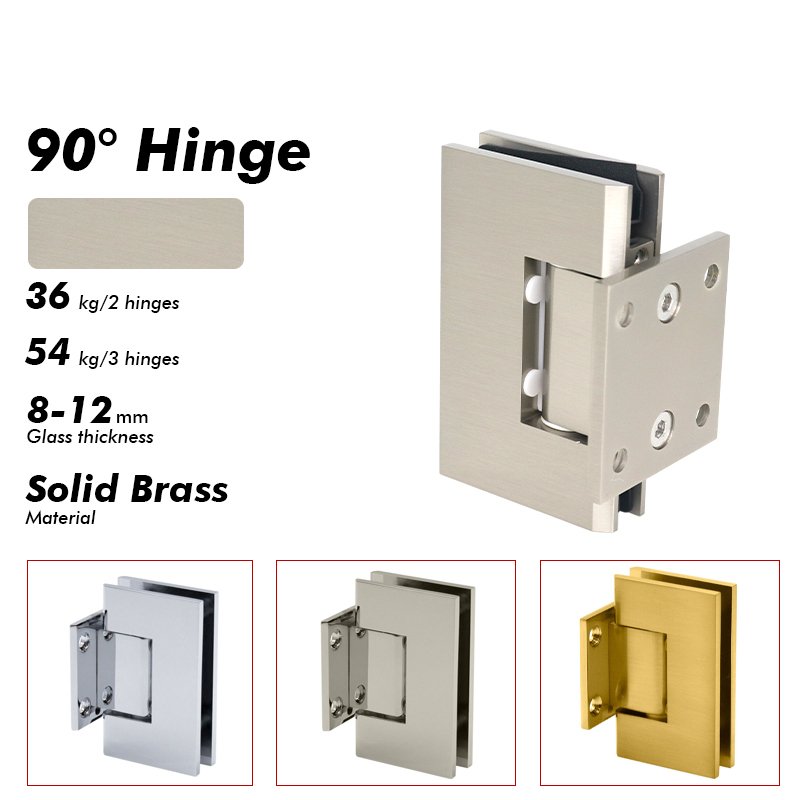 Brushed Nickel 90 Degree Solid Brass Shower Hinge Glass Door Hardwares 3 Brushed Nickel 90 Degree Solid Brass Shower Hinge Glass Door Hardwares