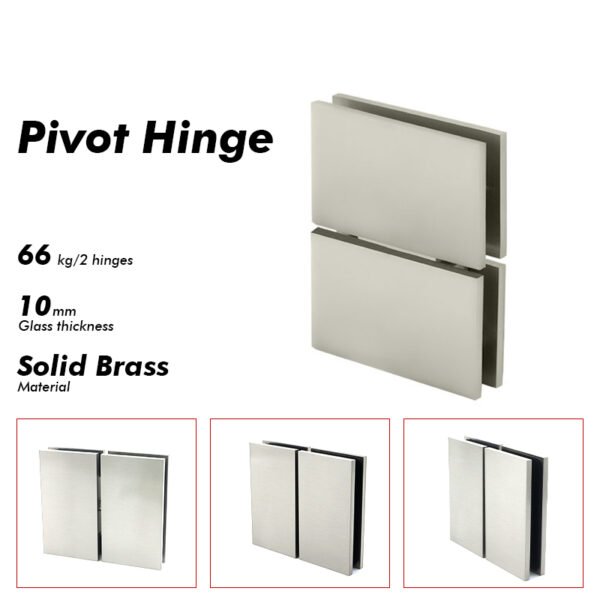 Brushed Nickel Adjustable Shower Hinges 360 Degree Rotatable Glass Door Pivot Hinges