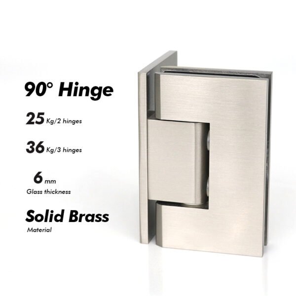 Brushed Nickel Frameless Glass 5 Degree Pre-Set Soild Brass Shower Door Hinges