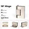 Brushed Nickel Frameless Glass 5 Degree Pre-Set Soild Brass Shower Door Hinges