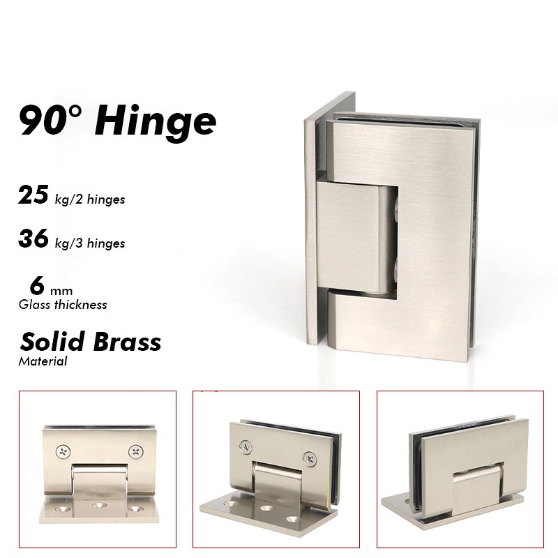 Brushed Nickel Frameless Glass 5 Degree Pre-Set Soild Brass Shower Door Hinges