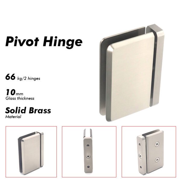 Brushed Nickel Frameless Glass Shower Door Pivot Hinge 360 Degree Bathroom Door Hardware