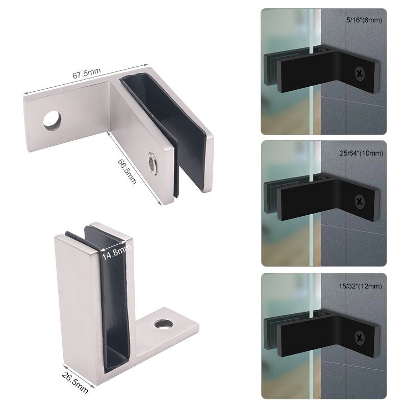 Brushed Nickel Glass Balustrade Railing Stair Handrails Clamp
