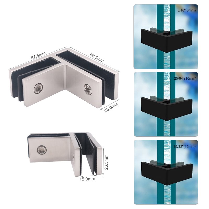Brushed Nickel Glass Balustrade Railing Stair Handrails Clamp