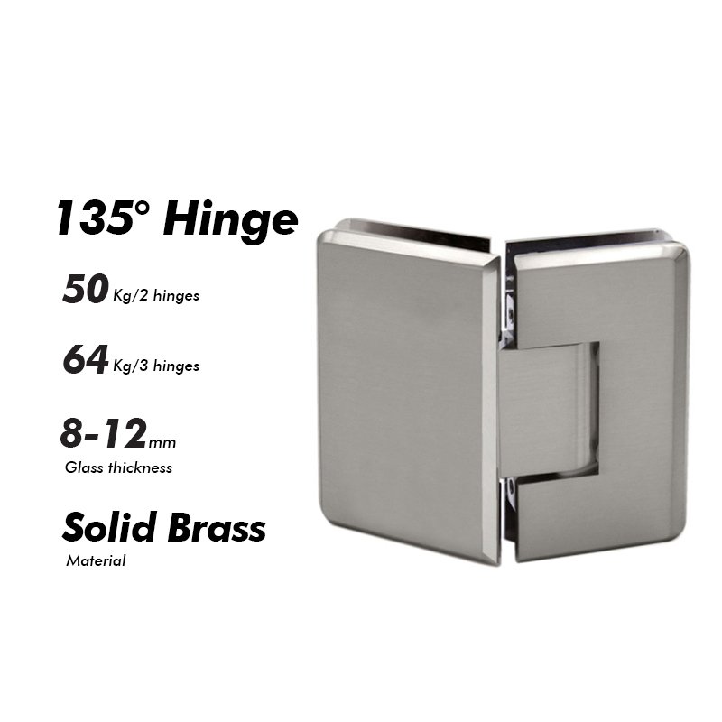 Brushed Nickel Solid Brass Bathroom Hinge Shower Door Hardwares