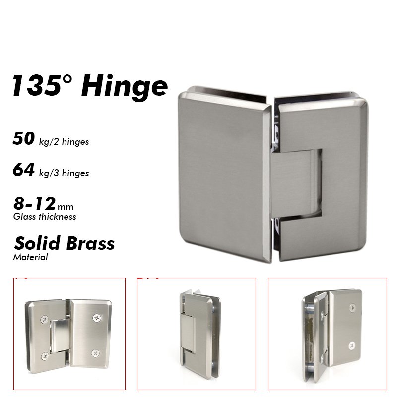 Brushed Nickel Solid Brass Bathroom Hinge Shower Door Hardwares