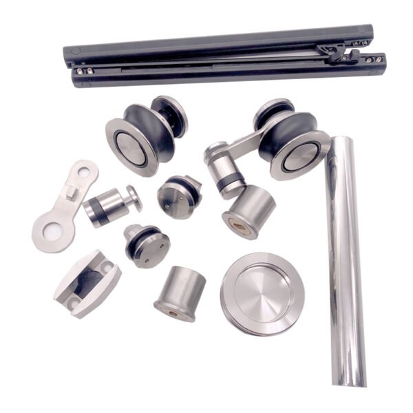 Buffering Function 180 Degree Tempered Glass Shower Sliding Door Hardware Factory
