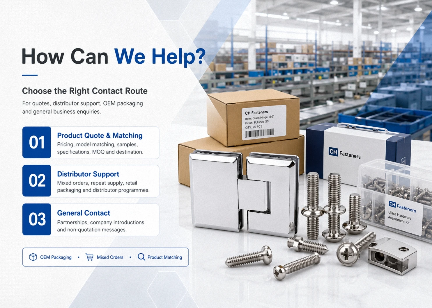 OEM packaging and mixed order support for hardware distributors