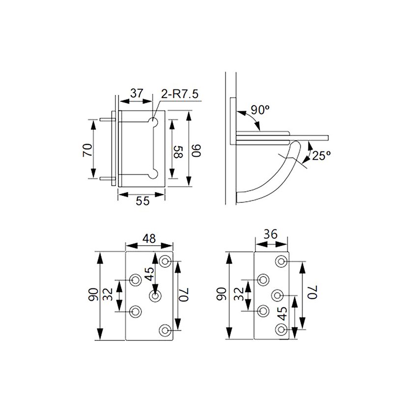 Ddp Shipping Polished Satin Wall Mount Brass Shower Hinge Offset Back Plate