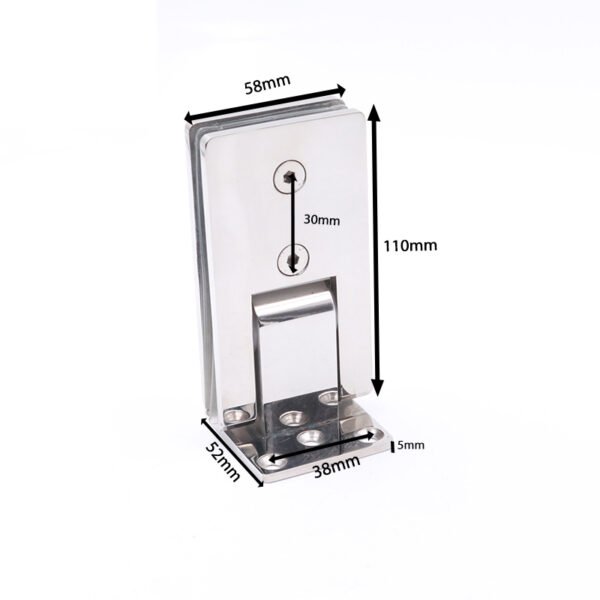 Long Square Wall Mount Stainless Steel Hinges Tempered Glass Door Accessories