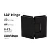 Matte Black 135 Degree Glass To Glass Shower Door Hinges