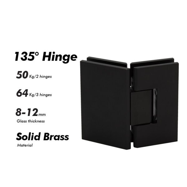 Matte Black 135 Degree Glass To Glass Shower Door Hinges