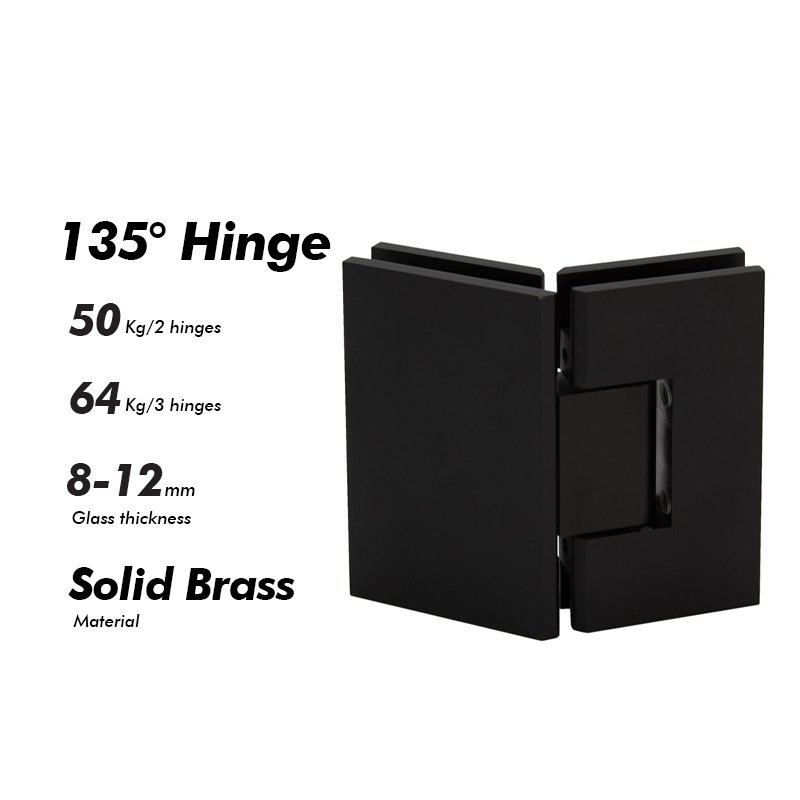 Matte Black 135 Degree Glass To Glass Shower Door Hinges