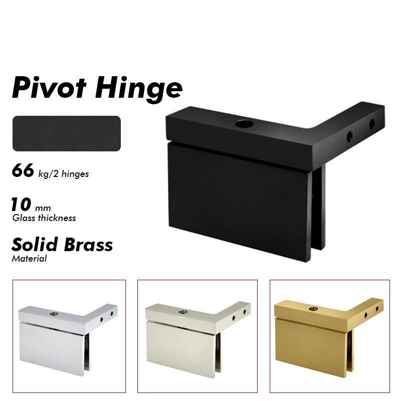 Matte Black 360 Degree Rotatable Glass Door Pivot Hinges