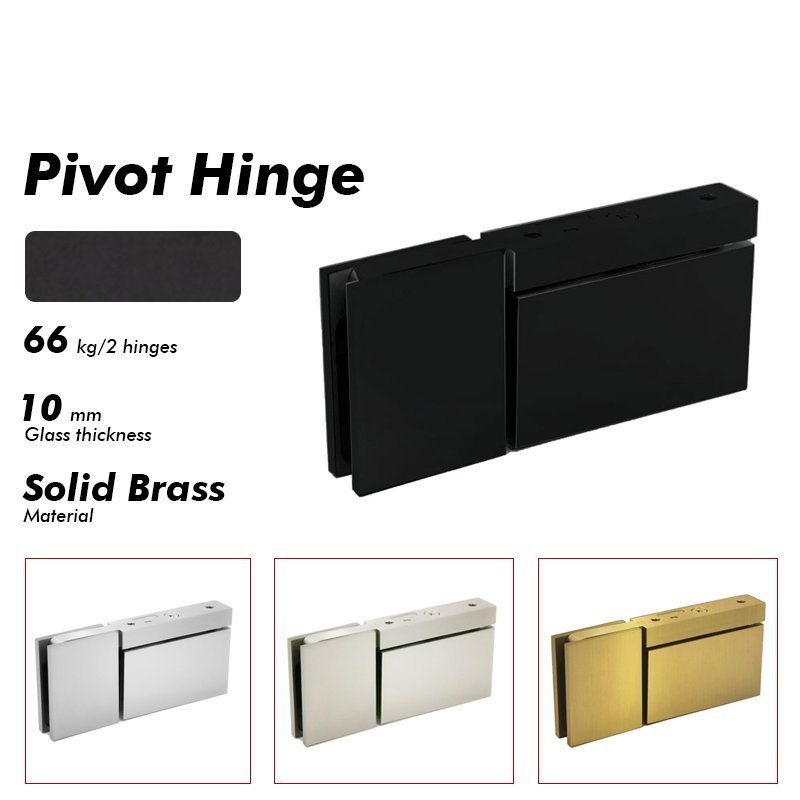 Matte Black 360 degree top Or Bottom Mount Shower glass Door pivot hinges