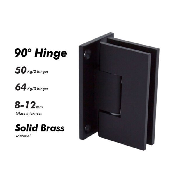 Matte Black 90 Degree Not Adjustable Shower Door Hinges