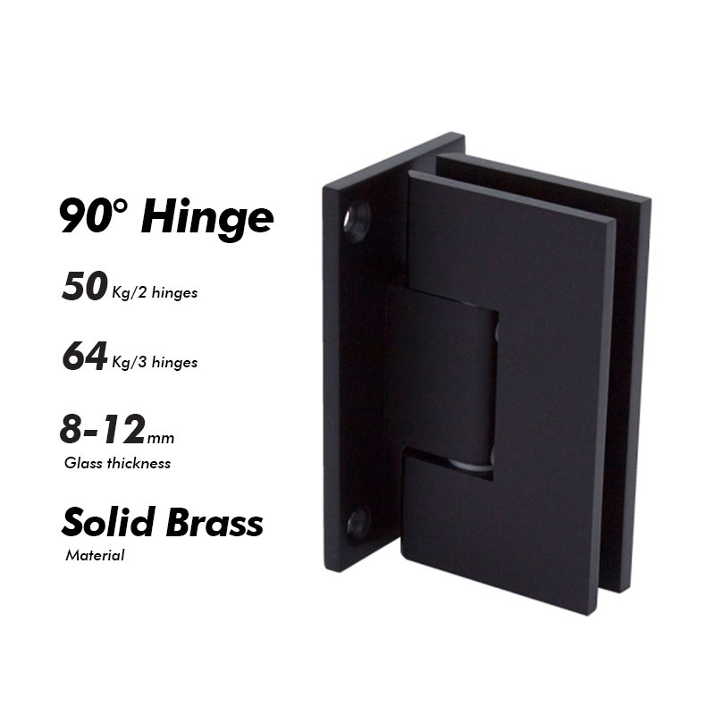 Matte Black 90 Degree Not Adjustable Shower Door Hinges