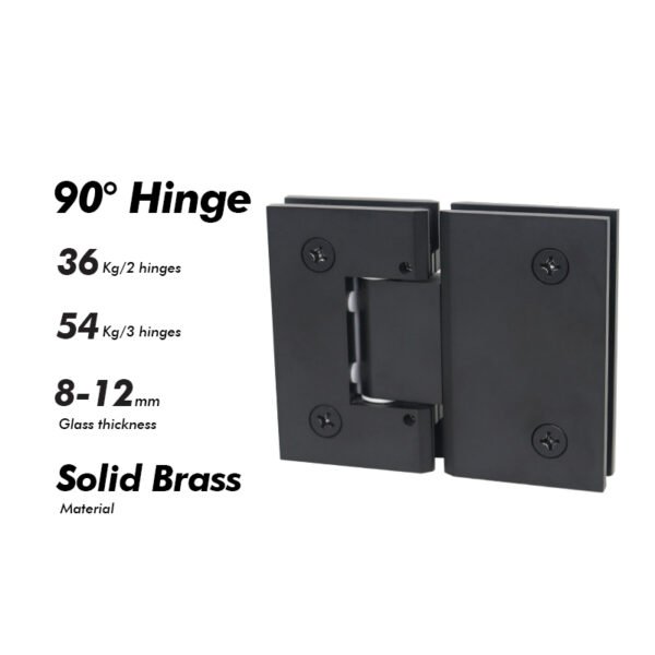 Matte Black Adjustable Tempered Glass Glass Accessories Solid Brass Shower Door Hinges