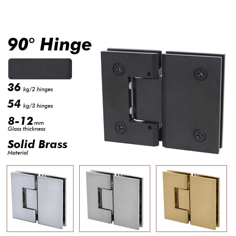 Matte Black Adjustable Tempered Glass Glass Accessories Solid Brass Shower Door Hinges
