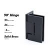 Matte Black Frameless Glass Soild Brass 5 Degree Pre-Set Shower Door Hinges