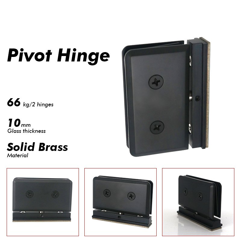 Matte Black Shower Hinges 360 Degree Rotatable Glass Door Pivot Hinges