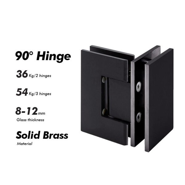 Matte Black Solid Brass Shower Hinge Glass Door Hardwares