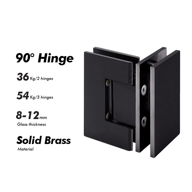Matte Black Solid Brass Shower Hinge Glass Door Hardwares