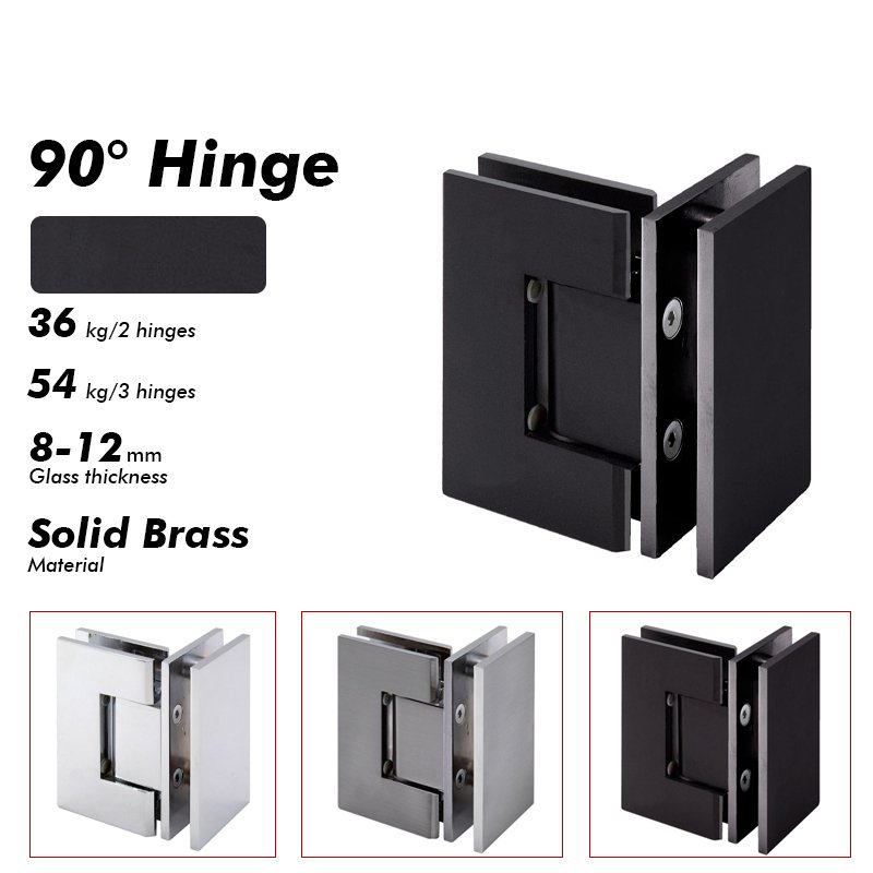 Matte Black Solid Brass Shower Hinge Glass Door Hardwares