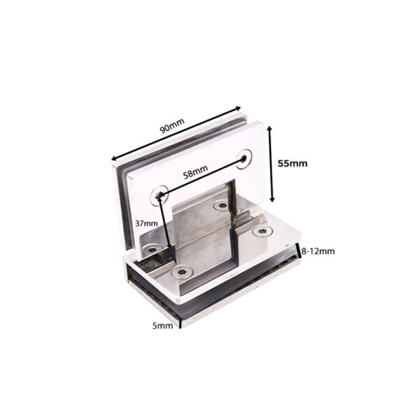Oem Odm Square 90 Degree Glass To Glass Stainless Steel Glass Door Hinge