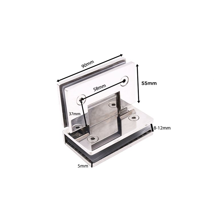 Oem Odm Square 90 Degree Glass To Glass Stainless Steel Glass Door Hinge