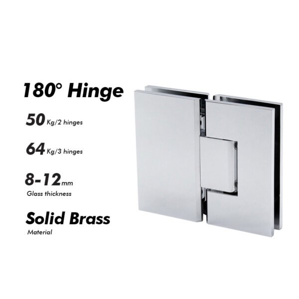Polished Chrome 180 Degree Glass To Glass Shower Door Hinges