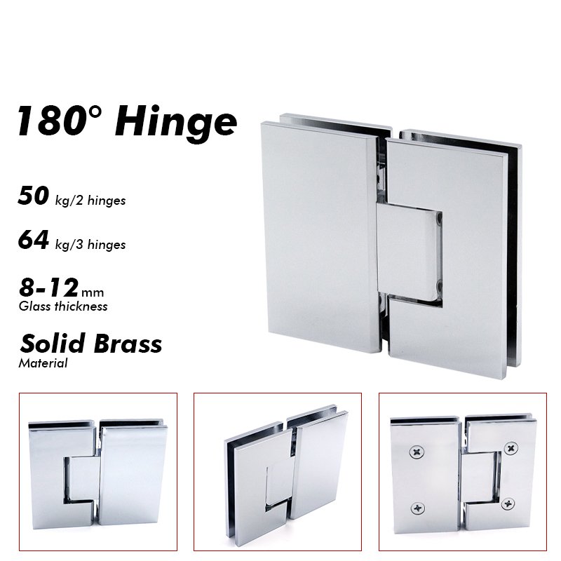 Polished Chrome 180 Degree Glass To Glass Shower Door Hinges
