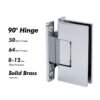 Polished Chrome 90 Degree Solid Brass Shower Hinge Glass Door Hardwares 2 Polished Chrome 90 Degree Solid Brass Shower Hinge Glass Door Hardwares
